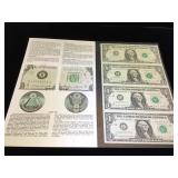 Uncut sheet of 1988 $1 FRN