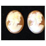 2- Antique carved cameos, 1 in. Length