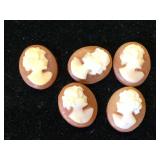 5- Antique carved cameos, 3/8in. Length