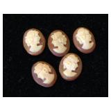 5- Antique carved cameos,  1/4 in. Length