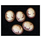 5- Antique carved cameos, 1/4 in. Length