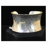 Wide Hammered Sterling cuff bracelet, 54g