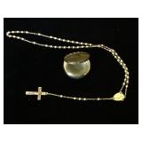 Sterling Rosary w/ sterling container, 10.8g