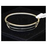 Sterling & black gemstone hinged bracelet, 16g