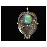 Sterling & turquoise vintage pendant stamped