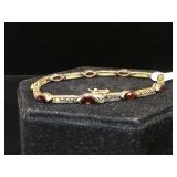 Sterling ,Marcasite & red gemstone bracelet