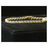 14k GOLD & clear gemstone bracelet, 10.5(tw)