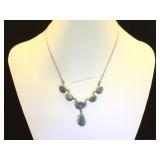 Sterling & Blue Fire Opal necklace, 16 in. Length