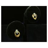14k GOLD & clear gemstone earrings, 2g