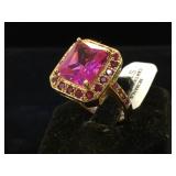 Sterling ring w/ pink gemstones, size 9.5
