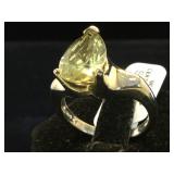 Sterling ring w/ amber colored gemstone, size 9