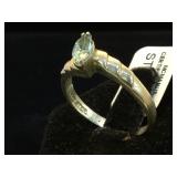 Sterling ring w/ light blue gemstone, size 9