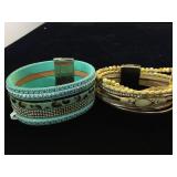 2- leather & gemstone embellished Kalifano