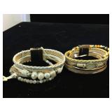 2- leather gemstone & rhinestone embellished