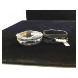 2- leather gemstone Kalifano bracelets w/