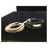 2- leather Pearl & gemstone Kalifano bracelets,