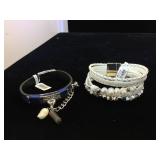 2- leather gemstone Kalifano bracelets, w/