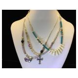 3- Southwest style necklaces, heart& cross