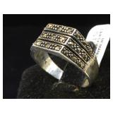 Sterling & Marcasite ring, size 8.5