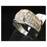 Sterling ring w/ clear gemstones, size 8.5