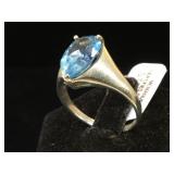 Sterling ring w/ blue gemstone, size 9.5