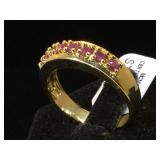 Sterling & pink gemstone ring, size 10