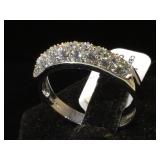 Sterling & clear gemstone ring, size 10