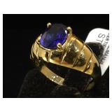 Sterling & blue gemstone ring, size 9