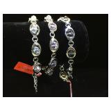 3- Stainless steel & glass bead bracelets by