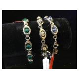 3- Stainless steel & glass bead bracelets by