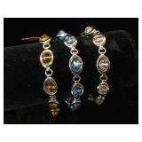 3- Stainless steel & glass bead bracelets by