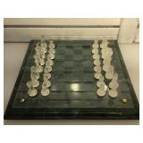 Solid marble based glass chess set - heavy -