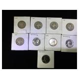 9- Silver quarters, 1-Barber,8- Washington