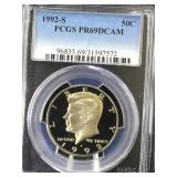 1992-S. PCGS PR69 DCAM KENNEDY HALF DOLLAR