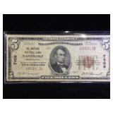 1929  $5 National Currency Note, The Nanticoke