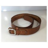 Hand-tooled leather belt w/ ammo storage, 56in.