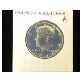 1964 Silver Kennedy Proof Accented Hair Half