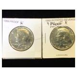 2- 40% Silver Kennedy Half Dollars, 1965 & 1969