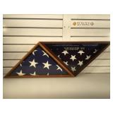 Pair of memorial flag cases - 1 with flag