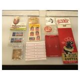 Lot of vintage collectibles, patches, NOS jukebox