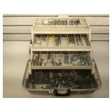 Toolbox full of assorted nuts and bolts and more