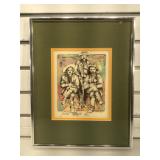 Signed and numbered Mazzola hand-colored print -