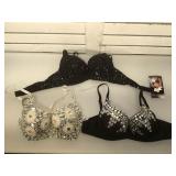 3 beaded bra tops, 1 w/ tags, 2 size L/XL & 1