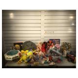 Kids toys including die-cast car, tweety plushes,