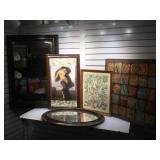 2 framed mirrors & 3 wall decor pieces, size of