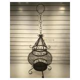 Large metal handing candle holder, measures over