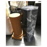 Pair of wood display pedestals - 29 and 36 in