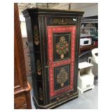 Vintage-style armoire/cabinet folk painted - 6.5