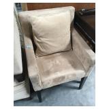 Upholstered microsuede armchair with pillow