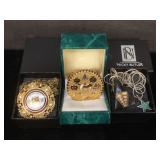 4 necklaces, 2 w/ masonic medallions